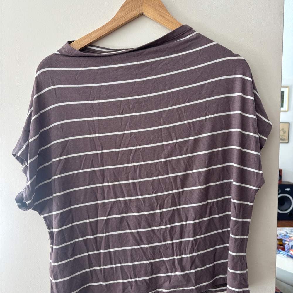 Striped Short Sleeve Top in Purple and White
